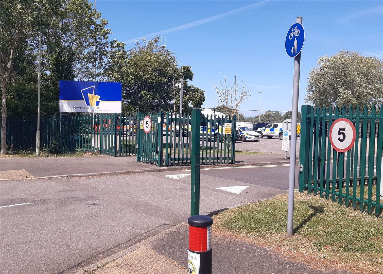 Emergency services including an incident response unit at Towers School