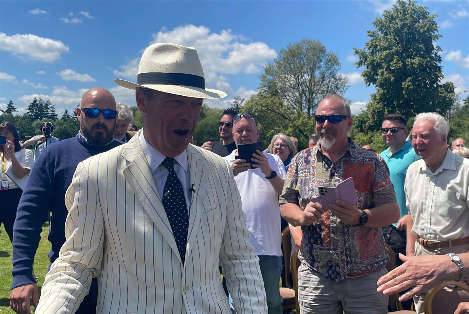 Nigel Farage arriving at the Mercure Hotel in Maidstone to address hundreds of people at a Reform UK event last month