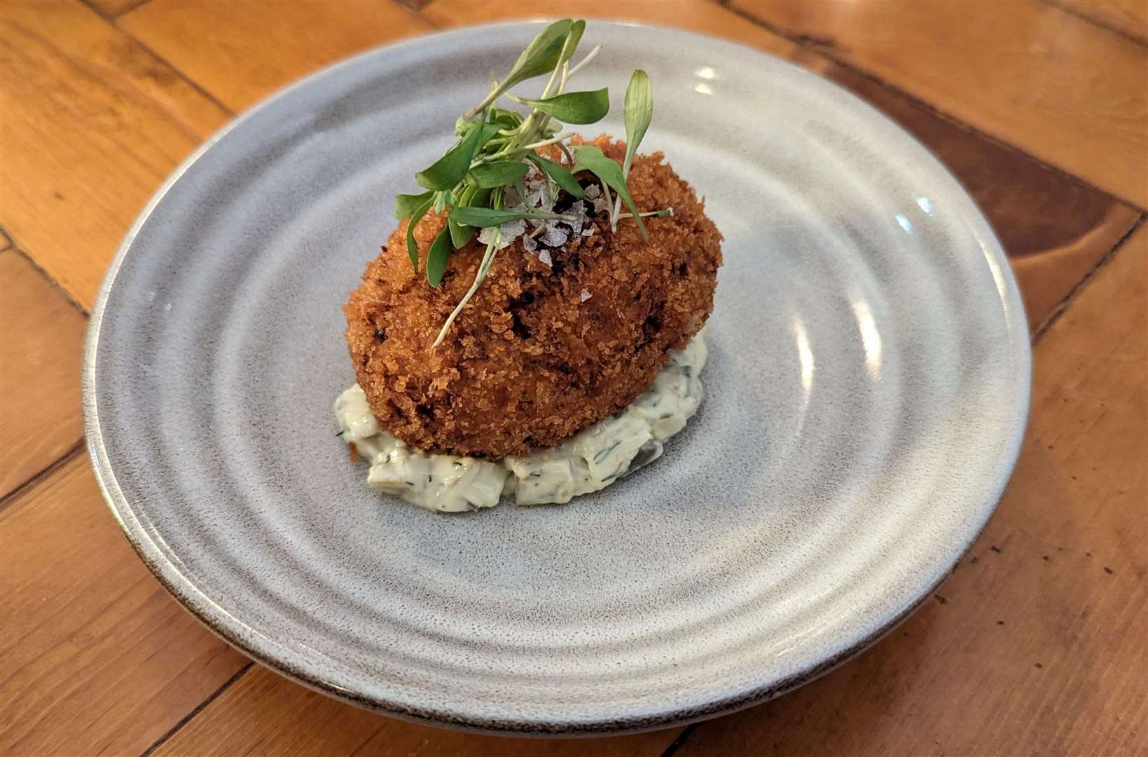 The smoked haddock scotch egg with green tartare sauce