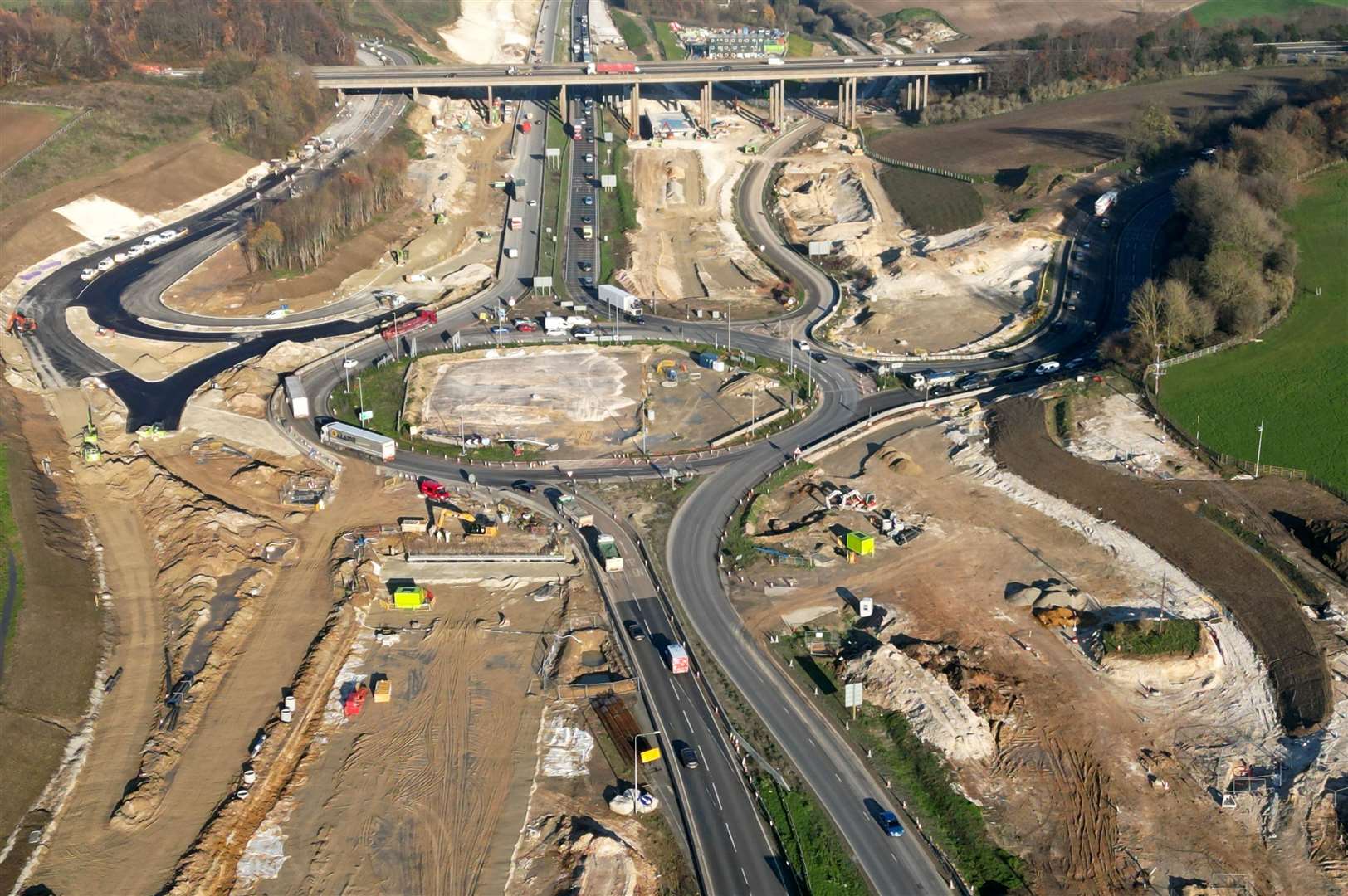 Drone images of the A249 / M2 junction 5. Picture: Barry Goodwin