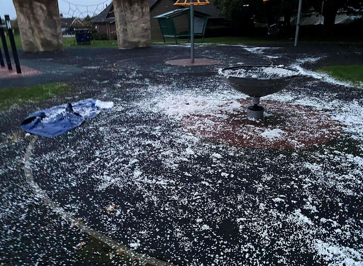 The park in Loose after the beanbag's contents were emptied out. Picture: Loose Parish Council