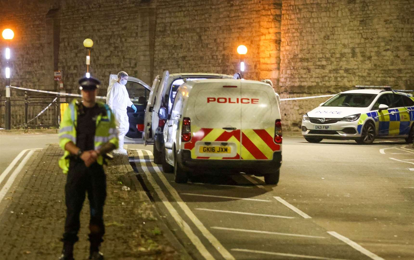 Police at the scene of the suspected murder near the Hare and Hounds pub in Maidstone. Picture: UKNIP