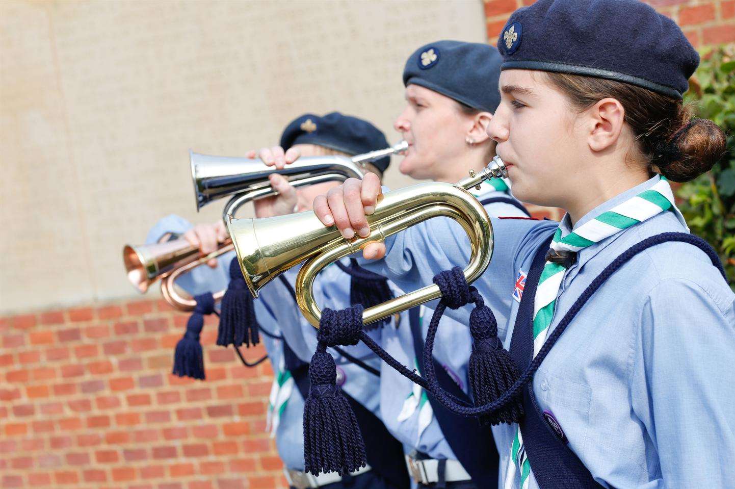 Buglers sound the Last Post. Picture: Matthew Walker