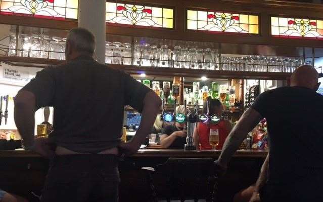 Most locals favour a stool at the traditional central bar – the stained glass running round the top is a nice touch