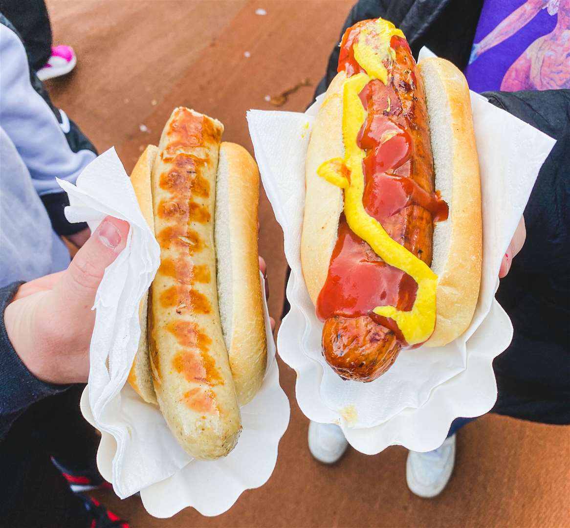 The kids were more than happy with their German hot dogs