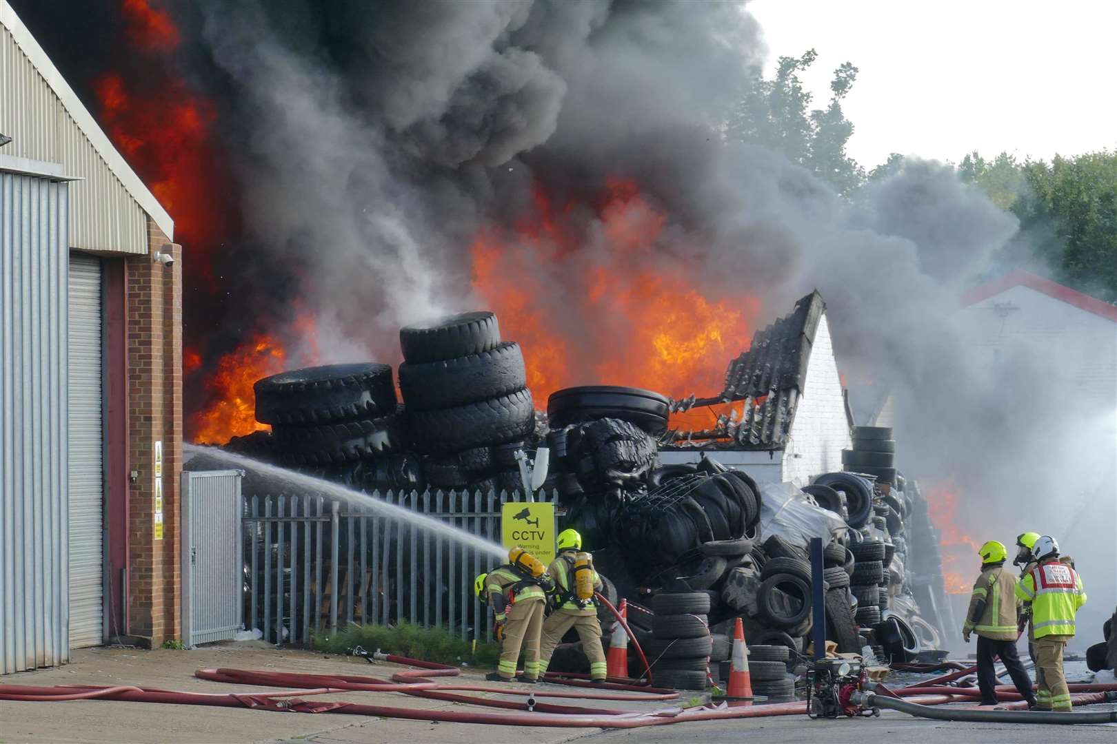 It is believed to have started at a tyre store. Picture: Andy Clark