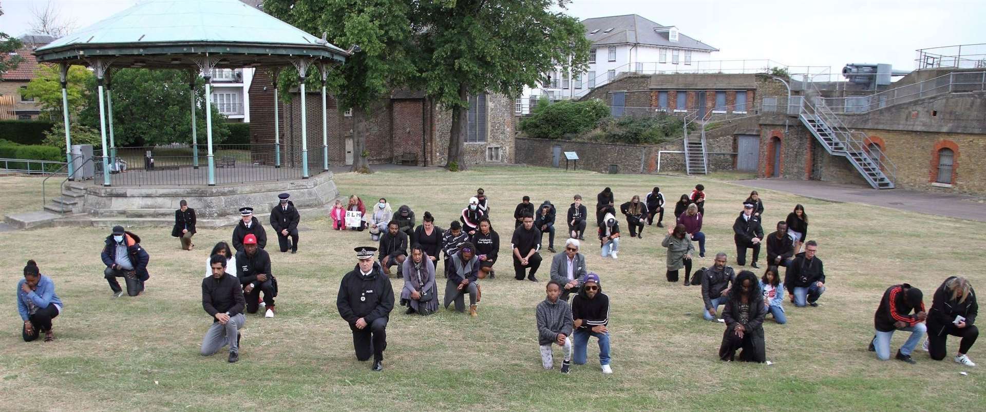 Many people gather at Gravesend promenade to remember George Floyd. Picture: Cohesion Plus