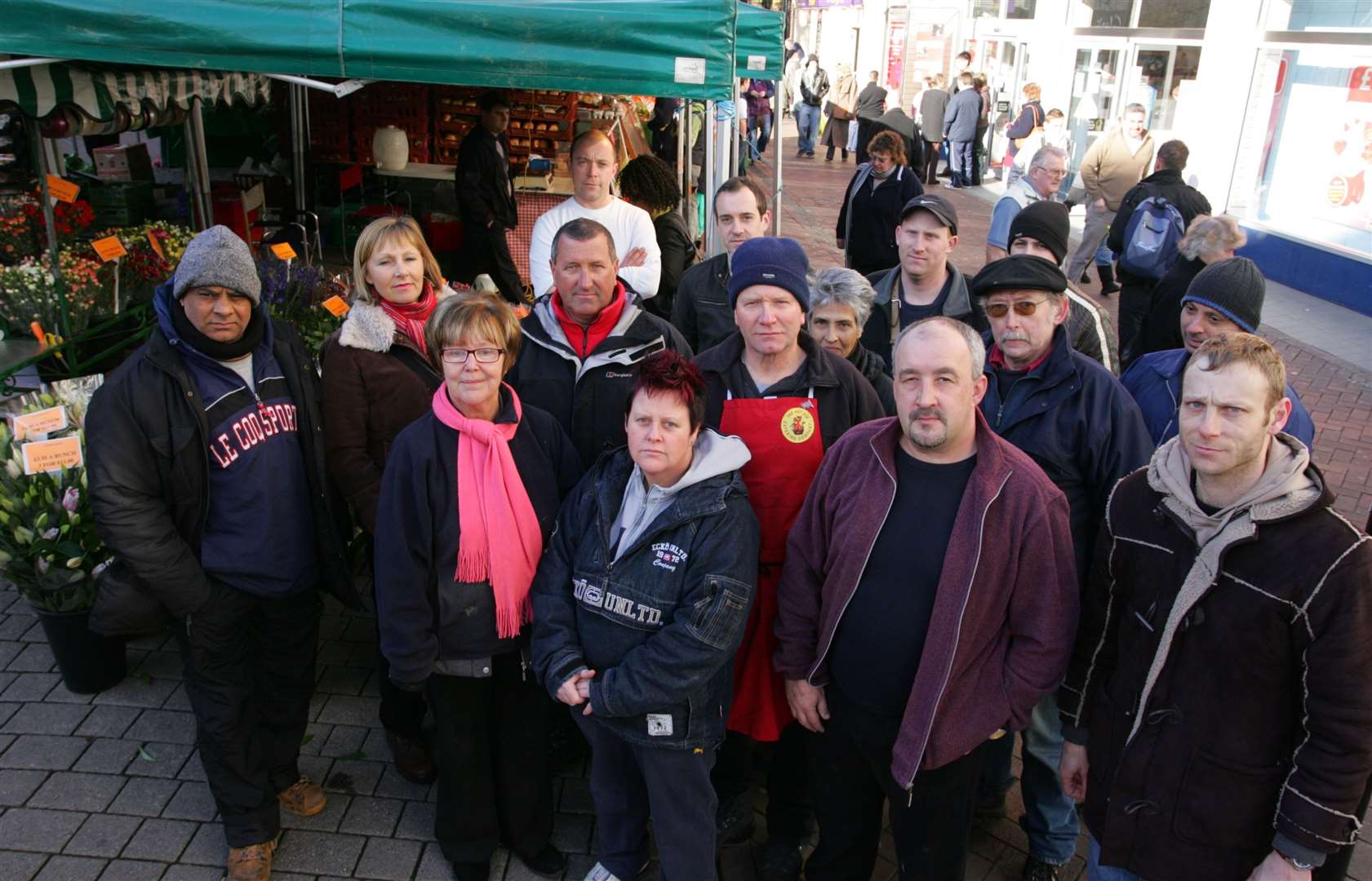 Ashford market traders gathered in 2008 to protest against plans to move them to the Lower High Street