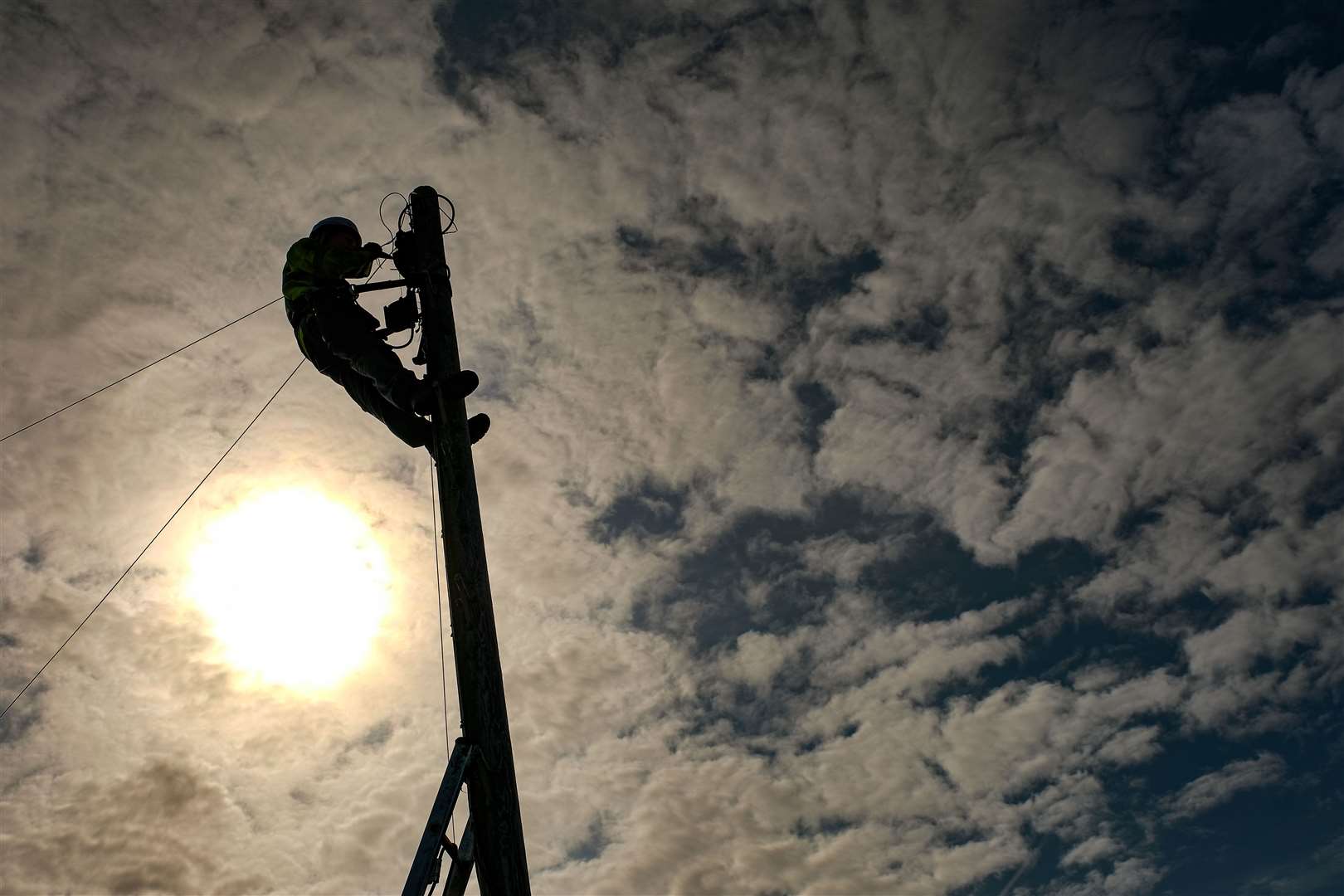 An Openreach engineer at work