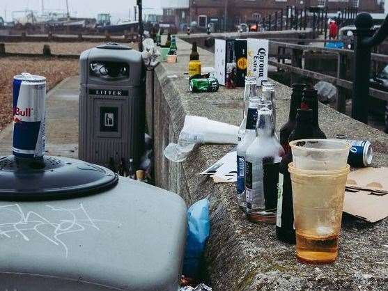 Whitstable seafront littered with rubbish following a busy summer weekend. Pic: Darren Packman