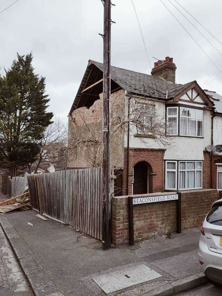 The damaged property in Beaconsfield Road, Chatham