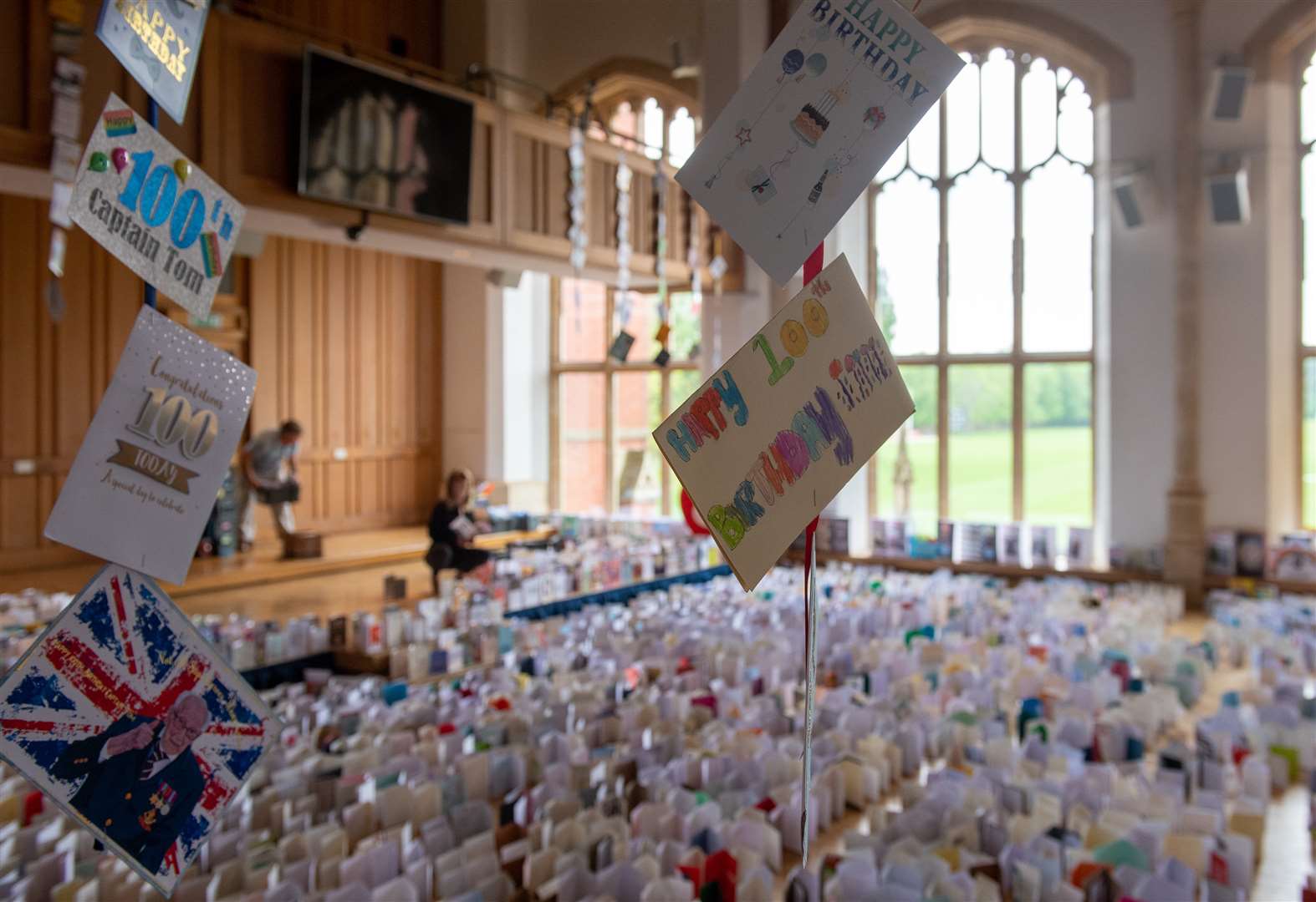 Birthday cards for Captain Tom Moore at Bedford School (Joe Giddens/PA)