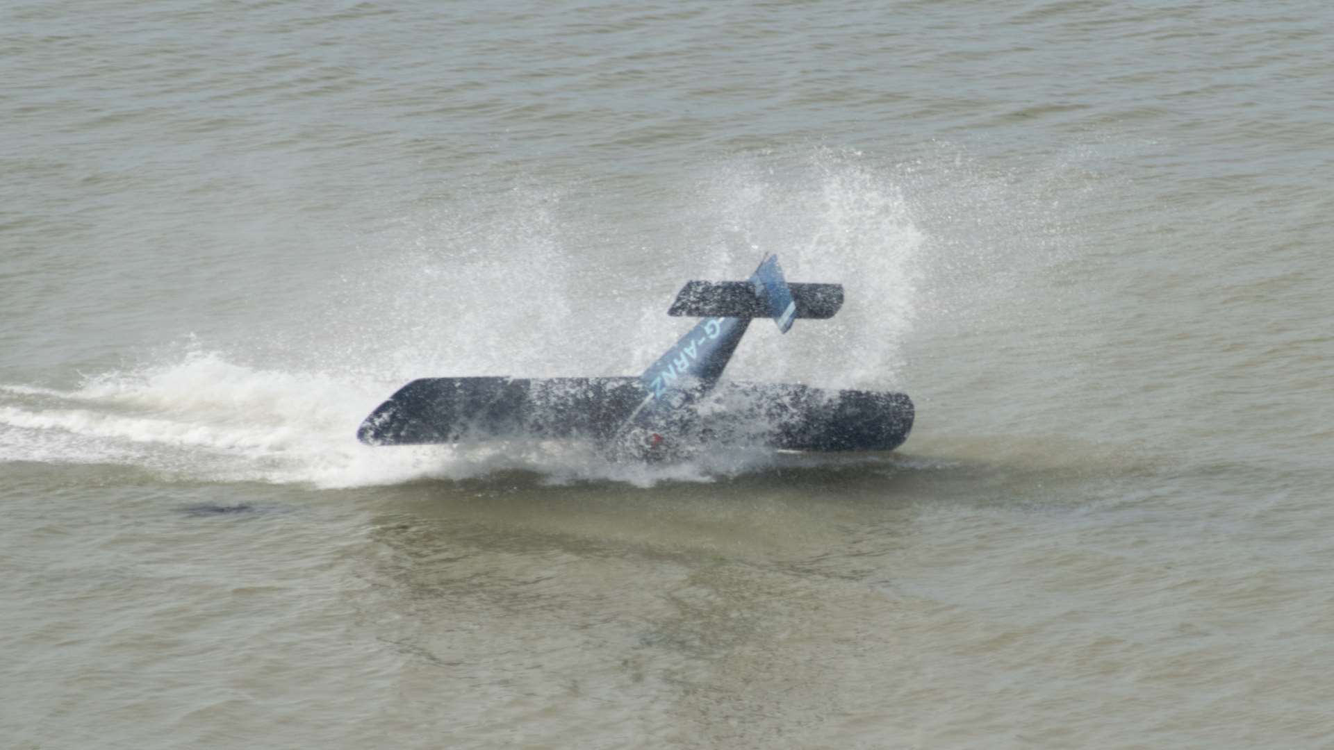 A plane ditched into the sea at last year's show. Picture: Nigel Hancock