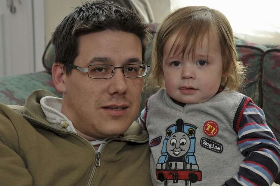 Adam Tuddenham with son Casey, who fell at Howletts Wild Animal Park