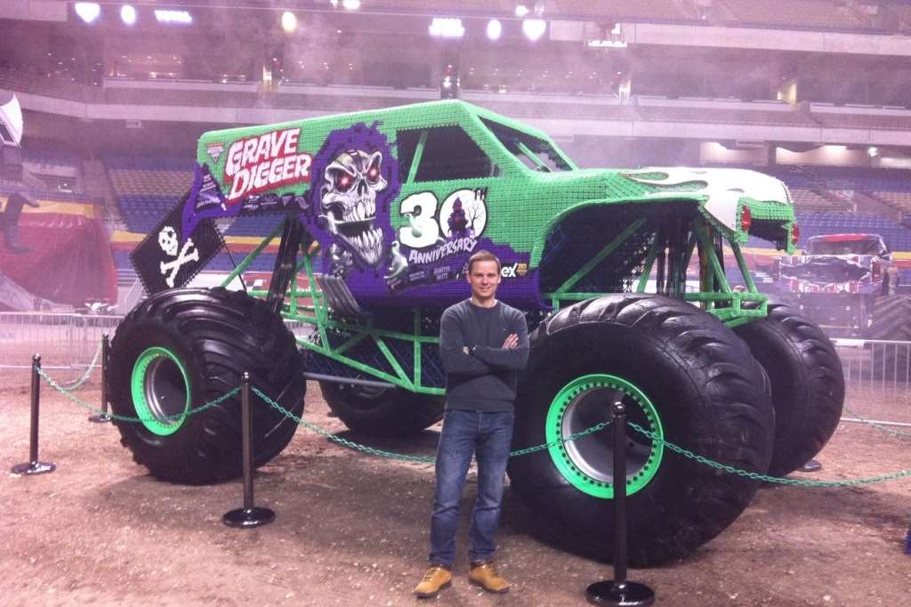 Build leader David Church with the finished truck in San Antonio, Texas