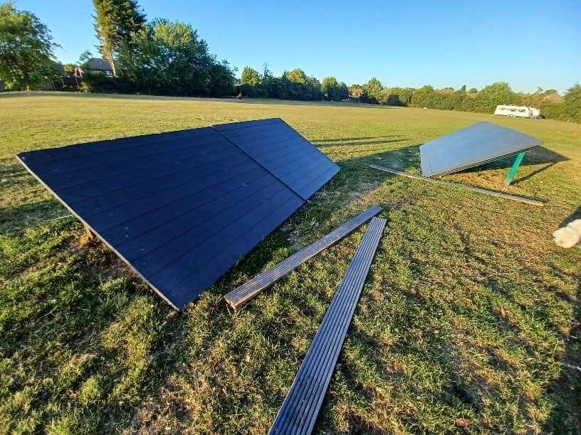 Damage left at Pottery Road Recreation Ground in Hoo after travellers arrived on Friday. Picture: Hoo and St Werburgh Parish Council