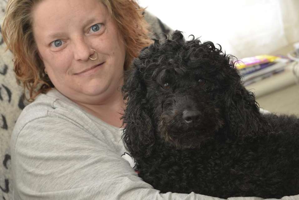 Leaha Bunt at home in Margate with Poppy the poodle