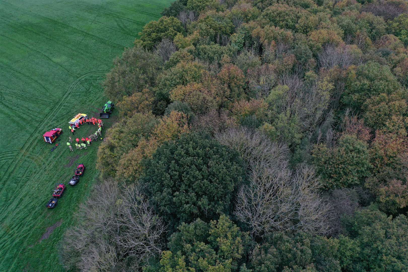 Emergency crews near the scene of a plane crash near the Robin Hood pub in Blue Bell Hill. Picture: UKNIP