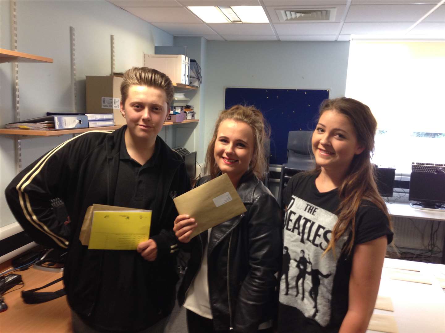 Northfleet School for Girls students Jack Fish, Ginnie Jackson and Aimee Anthony