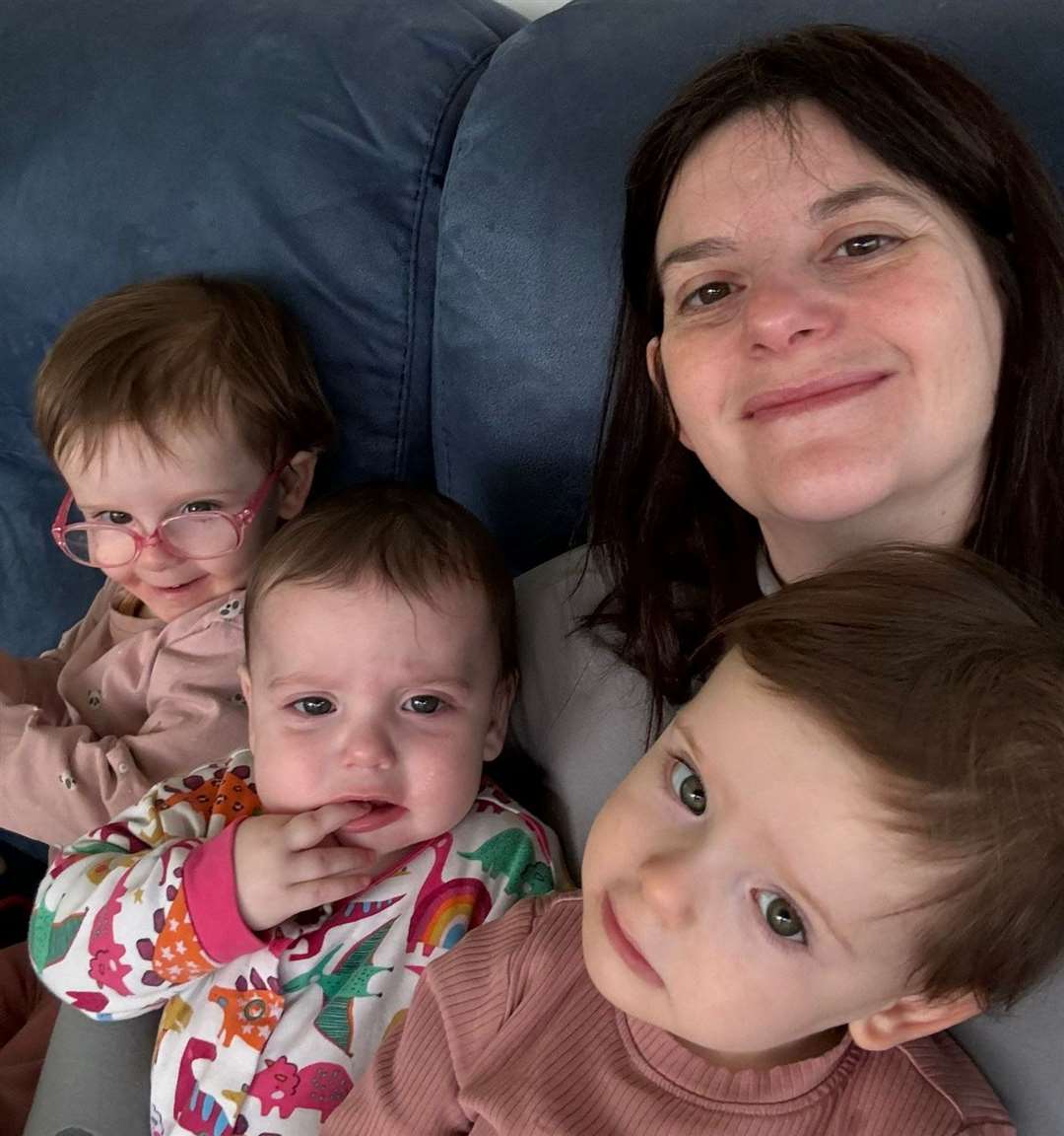 Sarah pictured with twins Astrid and Iris and their younger sister Zelda. Picture: Sarah Johnson