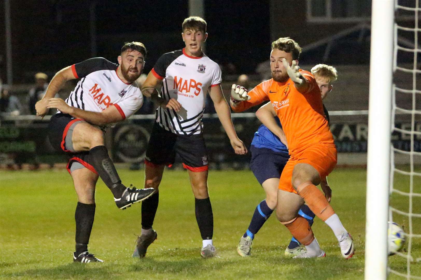 Long-serving Deal striker Connor Coyne – is presently with Kent County League Premier Division leaders Hawkinge on a dual-registration basis. Picture: Paul Willmott