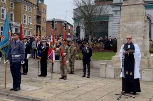 A service of remembrance and two-minute silence has been held at the Memorial in Broadway, Maidstone. Picture: Maidstone Borough Council