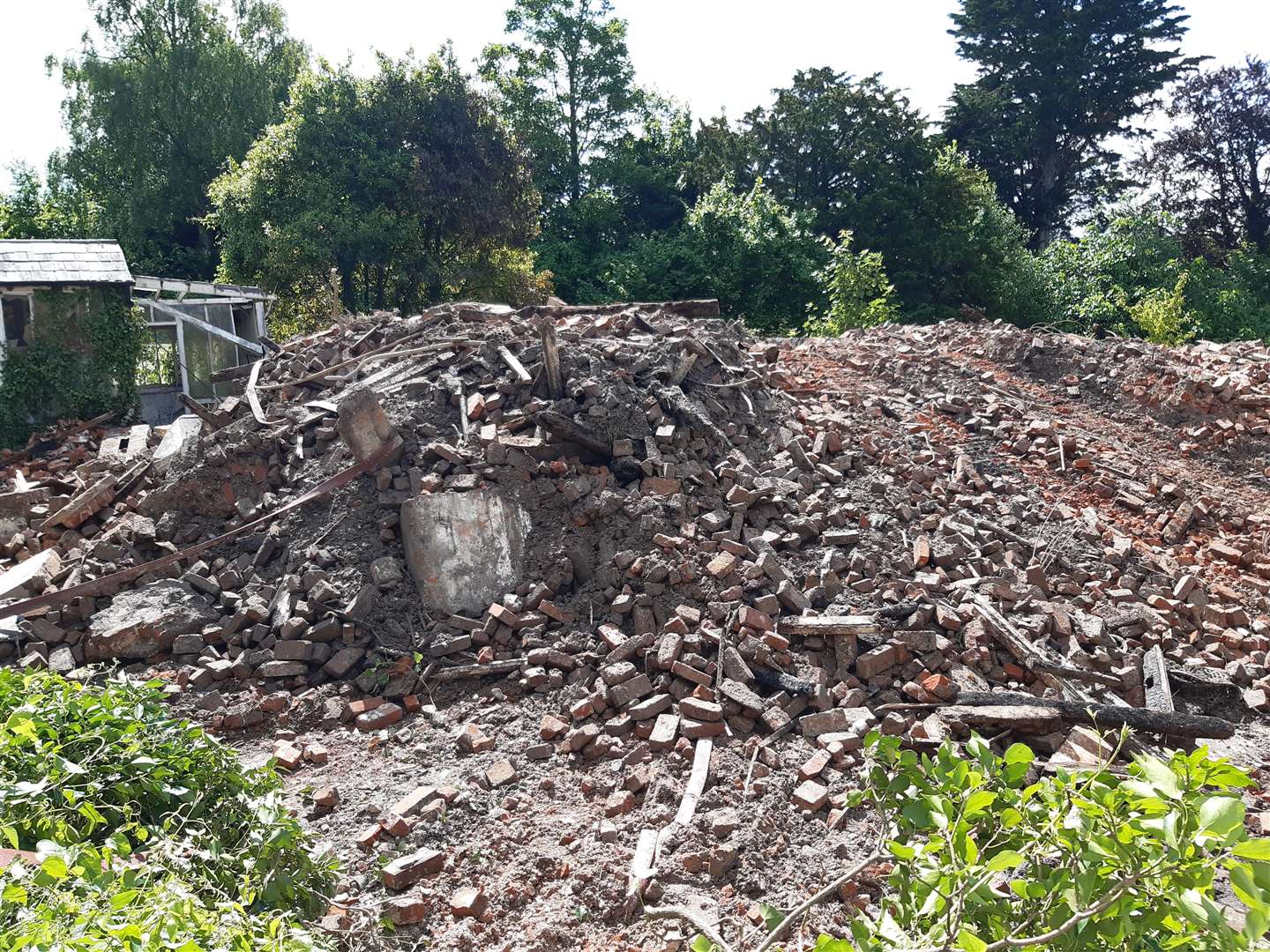 All that's left of the building - a pile of bricks