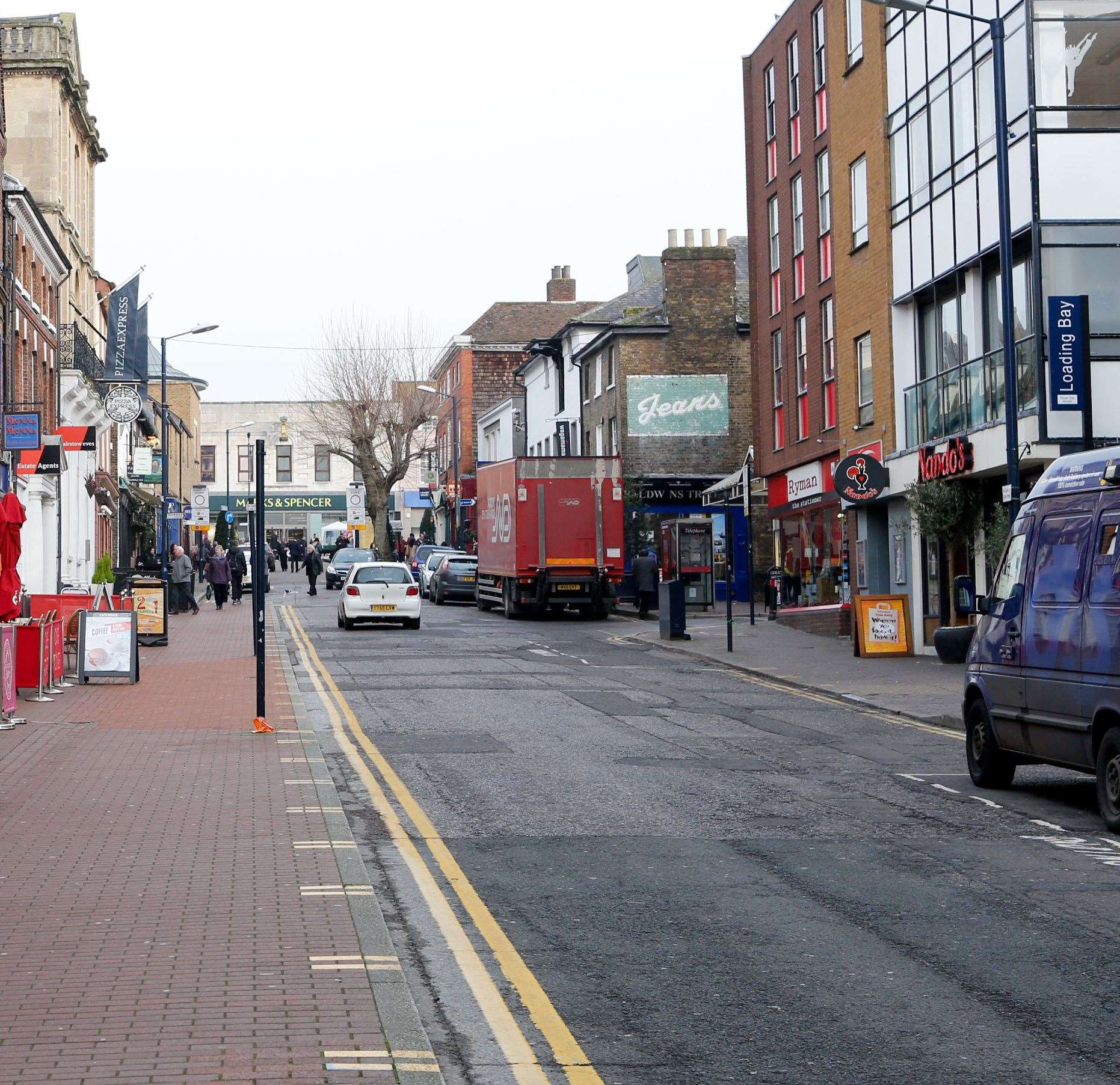 A bus hit scaffolding in Earl Street, Maidstone. Stock image: Matthew Walker