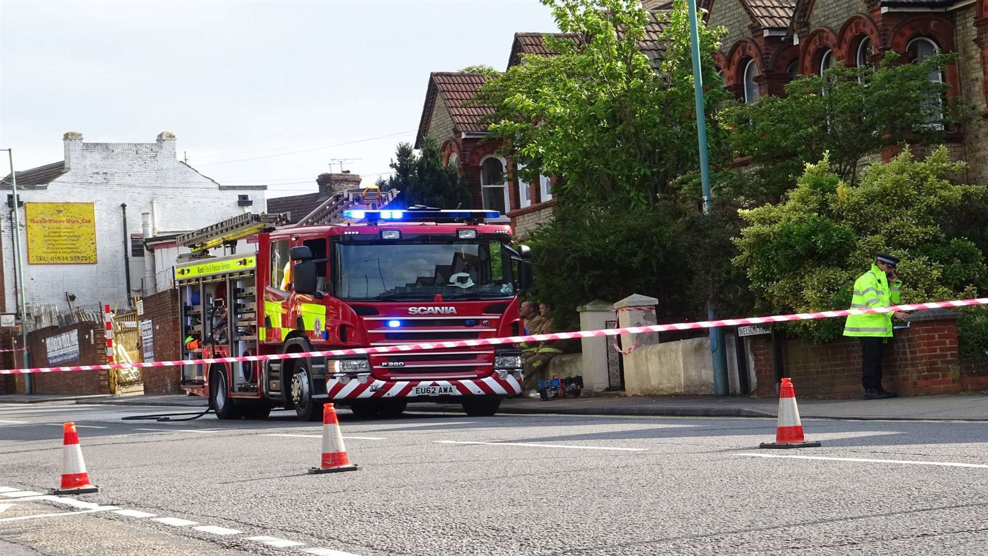 Fire crews spent two hours at the scene. Tom Smy @EastKent999vids