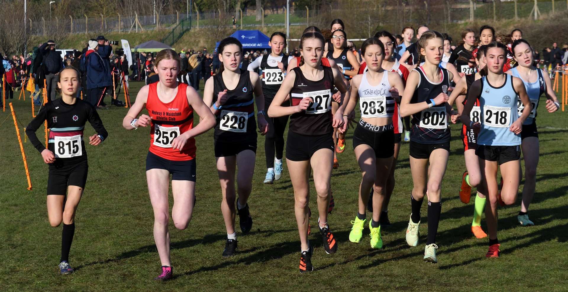 The junior girls' race gets under way. Picture: Simon Hildrew (62006257)