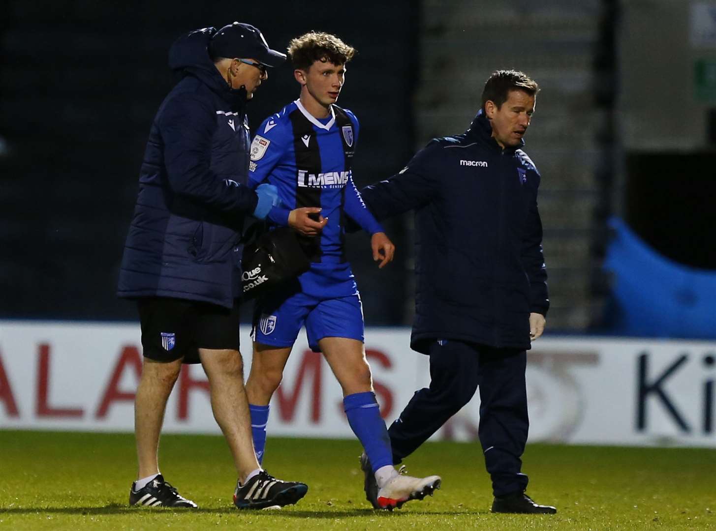 Dan Adshead is helped off the field after picking up an injury. Picture: Andy Jones