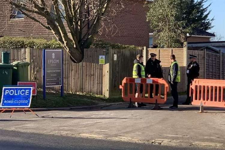 Police at Epsom College in Surrey. Picture: Lucas Cumiskey/PA