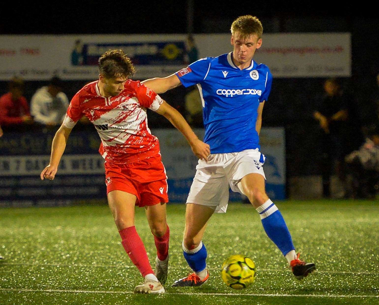 Lex Allan, right, in action for Hythe at Ramsgate last week. Picture: Stuart Watson