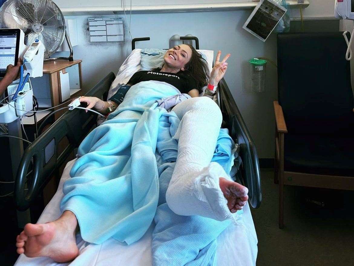 Sophie Wright broke her femur in the accident. Picture: Instagram @djsowright