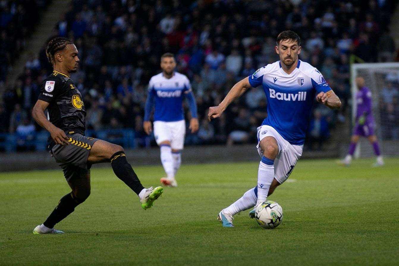 Robbie McKenzie. Gillingham versus Southampton, Carabao Cup first round at Priestfield, Aug 8 2023 Picture: @Julian_KPI