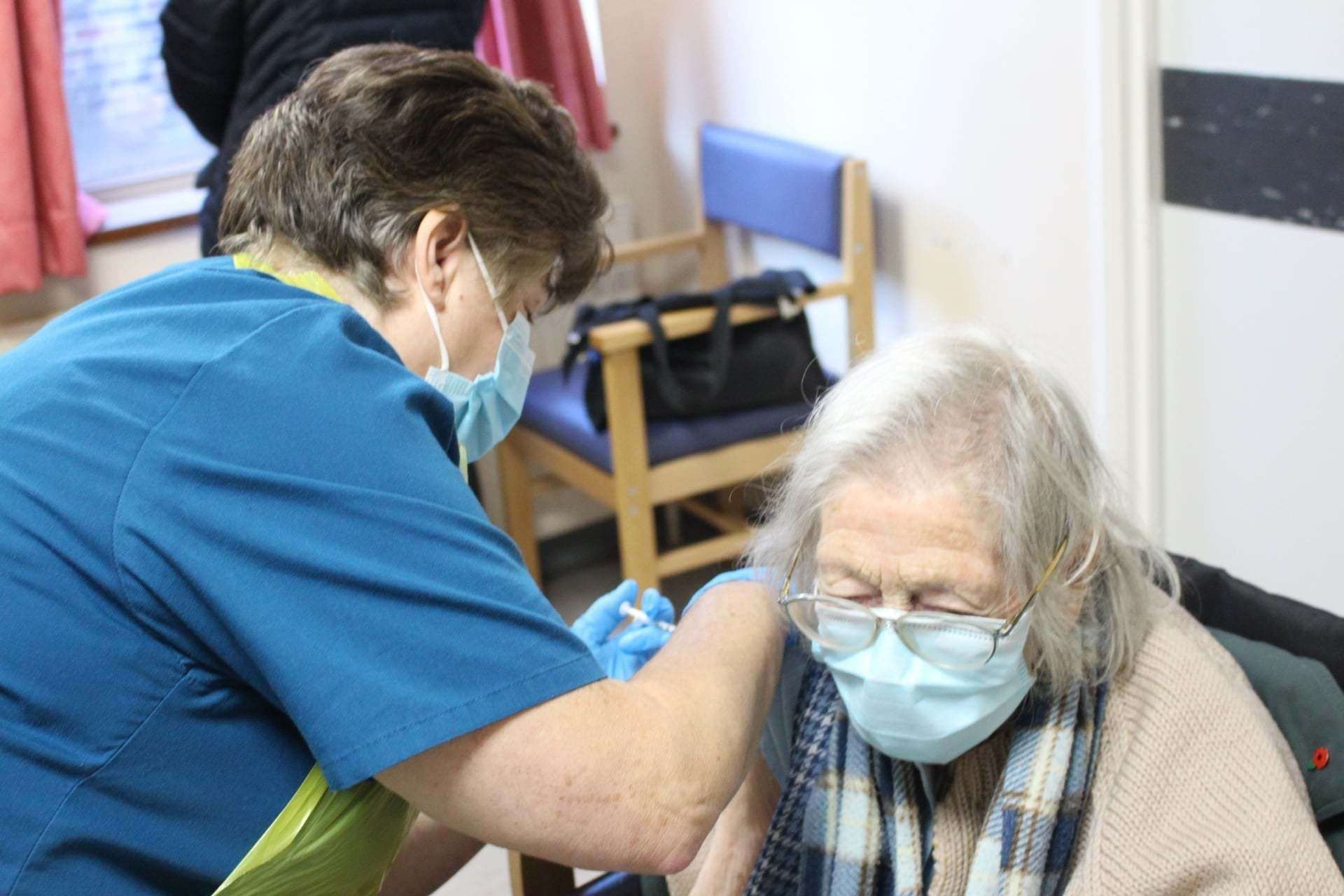 Ivy from Ashford also received the vaccine this morning. Picture: Hospital trust