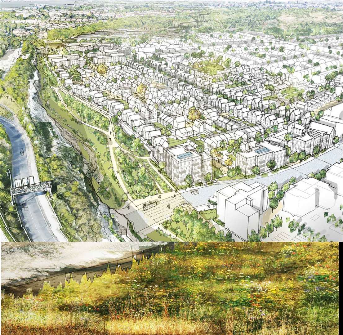 An artist impression of Alkerden, Ebbsfleet, from above. Picture: Ebbsfleet Development Corporation