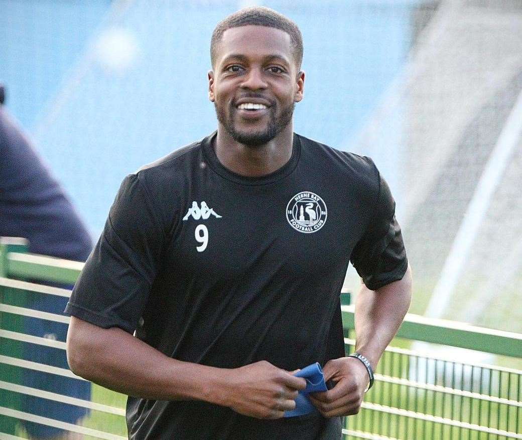 Herne Bay striker Mike Salako - bagged a hat-trick in this midweek’s 4-2 friendly win over a Gillingham XI, having penned a one-year club contract. Picture: James Aylward