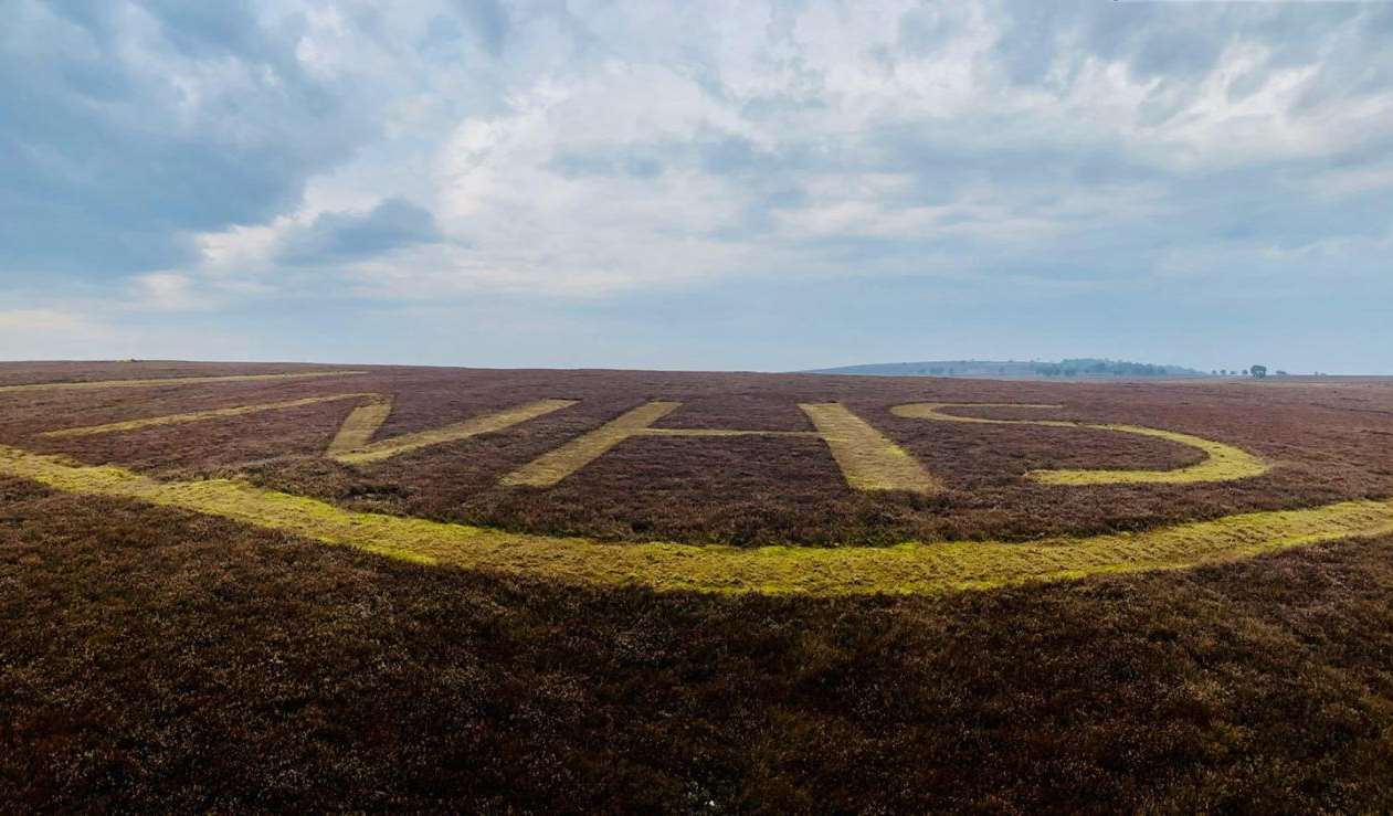 The NHS letters cut into heather on the hill by gamekeepers on Greenlaw Moor (SUMG/PA)