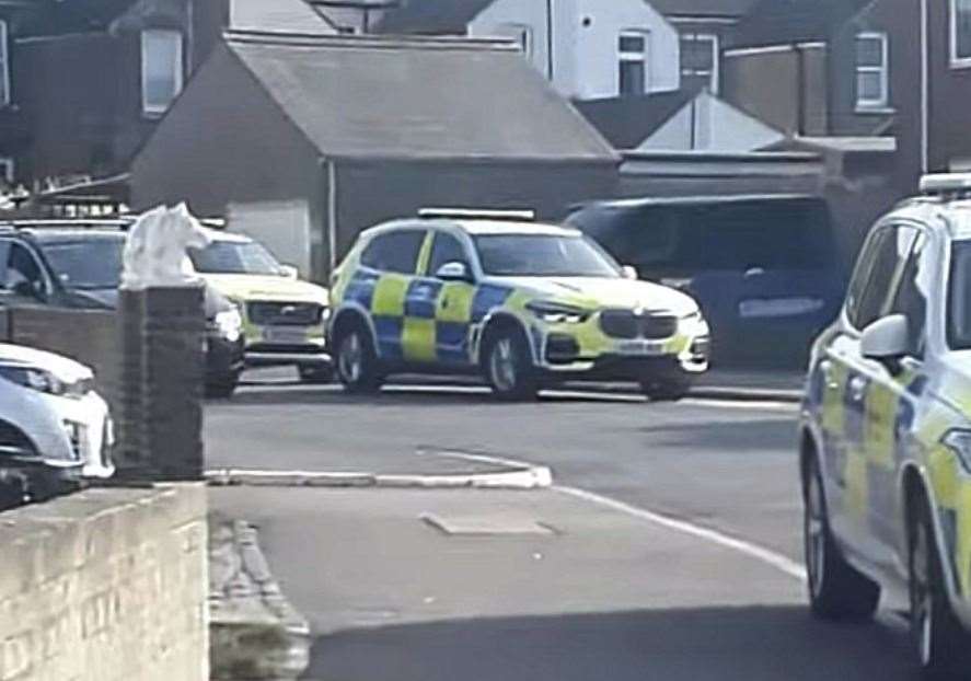 The police presence in Oak Road, Murston on Friday, June 17. Picture: UKNIP