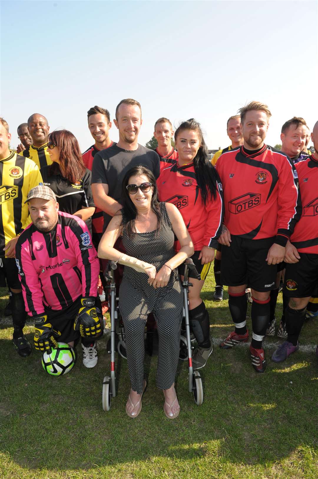 Broomfield Park, Broomfield Road, Swanscombe..Charity football match & raffle for Julie Wakefield..Julie with daughter Sammi, and son's, Matt and Shane..Picture: Steve Crispe. (3920092)