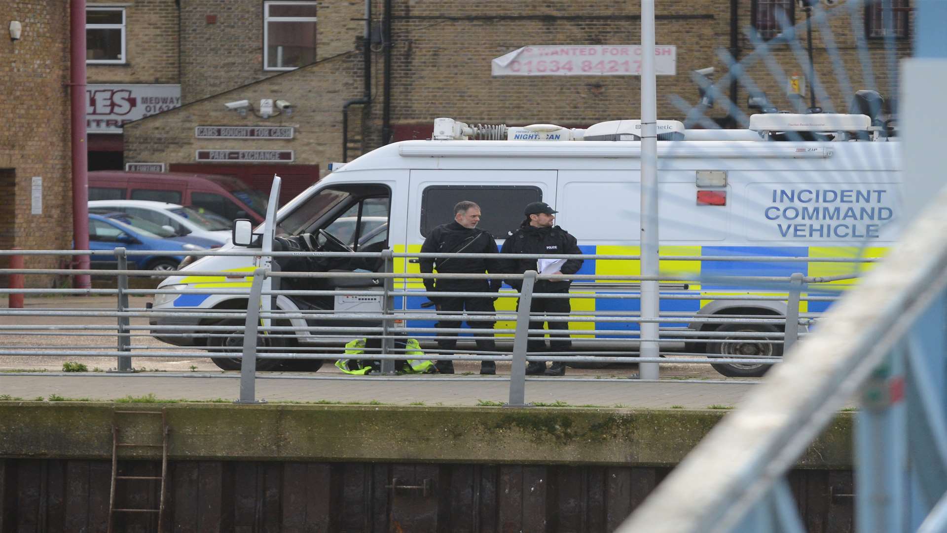 Police near Sun Pier, where Ben was last seen