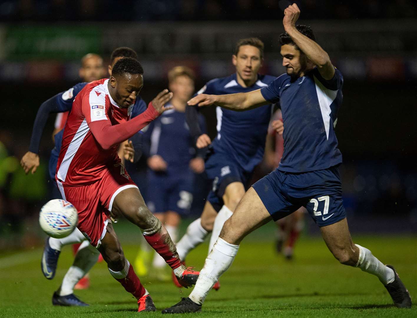 Brandon Hanlan challenged by Southend's Harry Kyprianou Picture: Ady Kerry