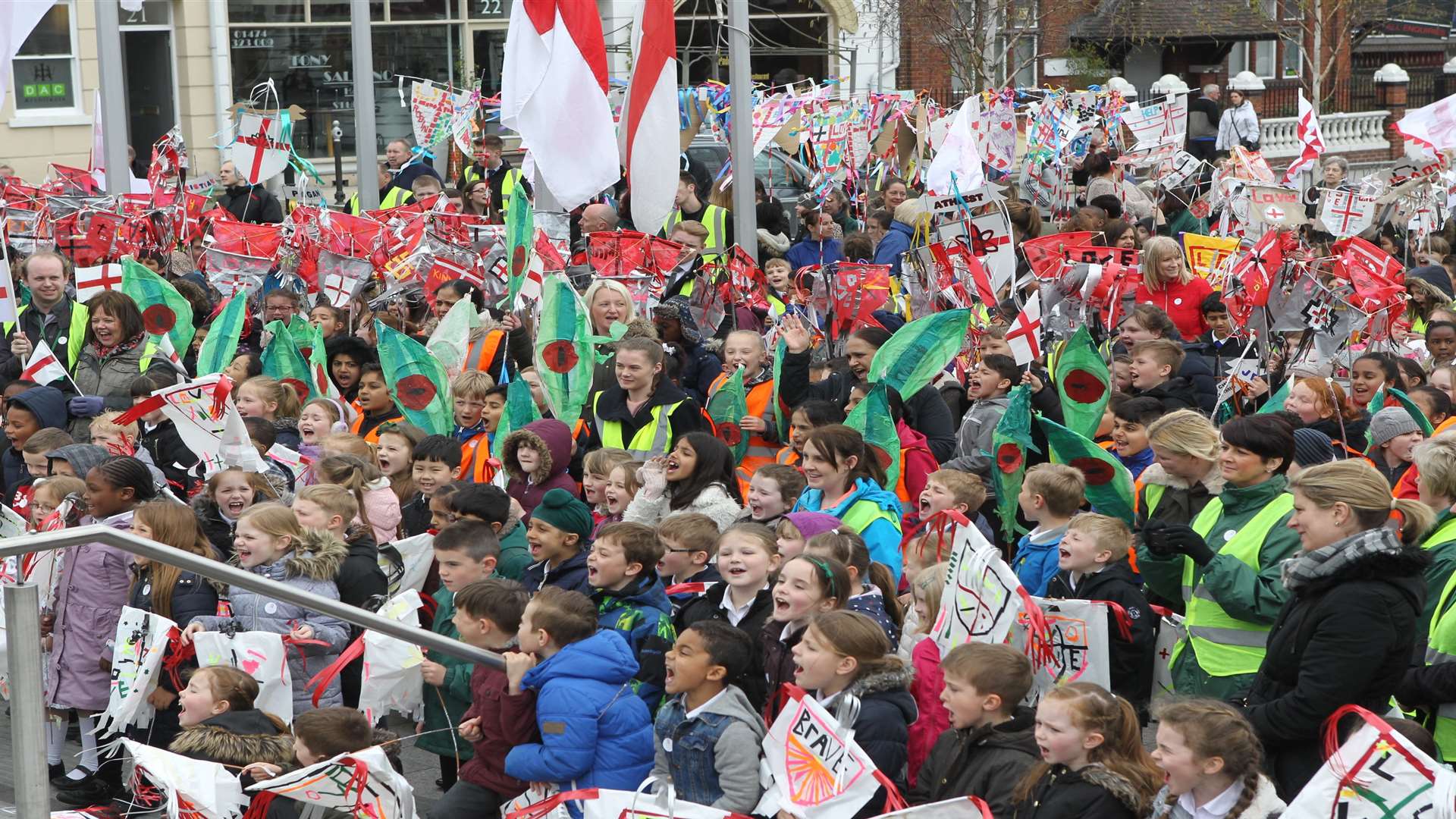 A sizeable crowd in Community Square at last year's St George's parade in Gravesend. Picture: John Westhrop