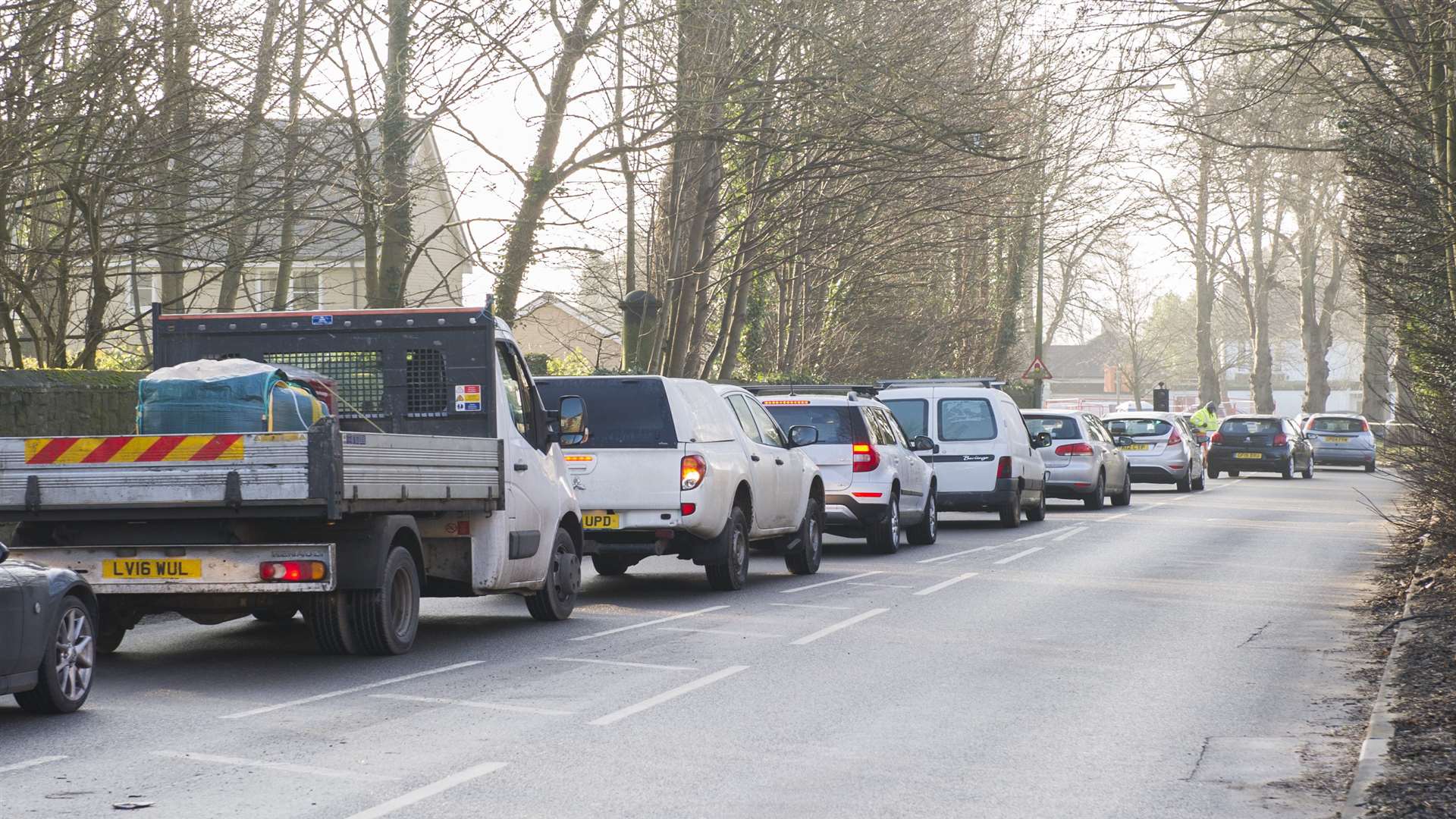 Traffic in Hermitage Lane. Stock image