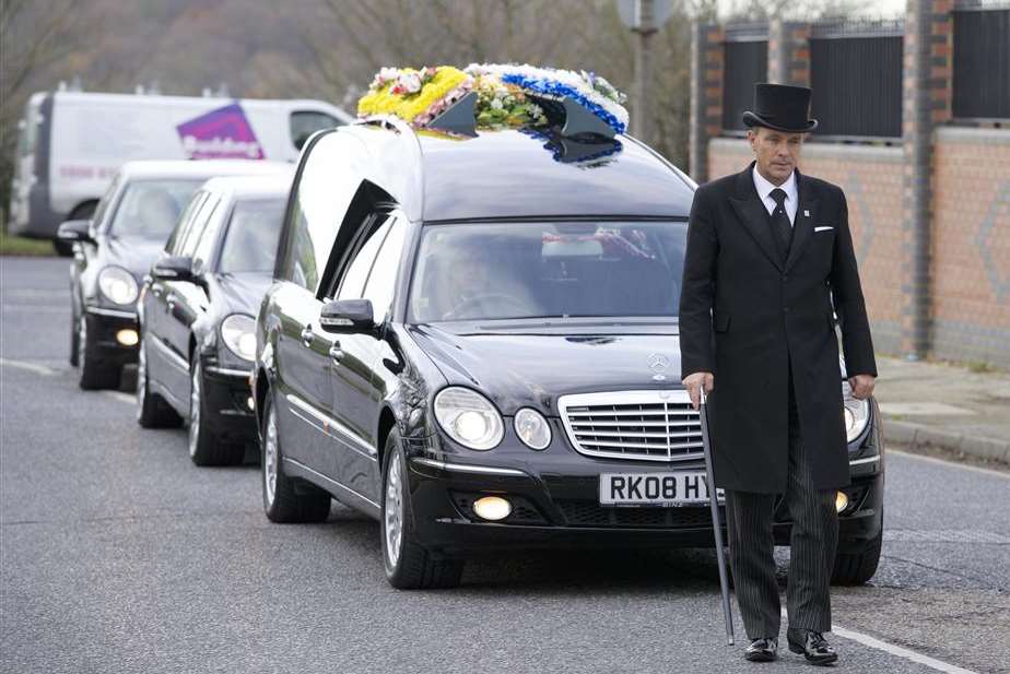 Mourners gather at the the Sikh Temple in Rochester for Harjit Chaggar's funeral