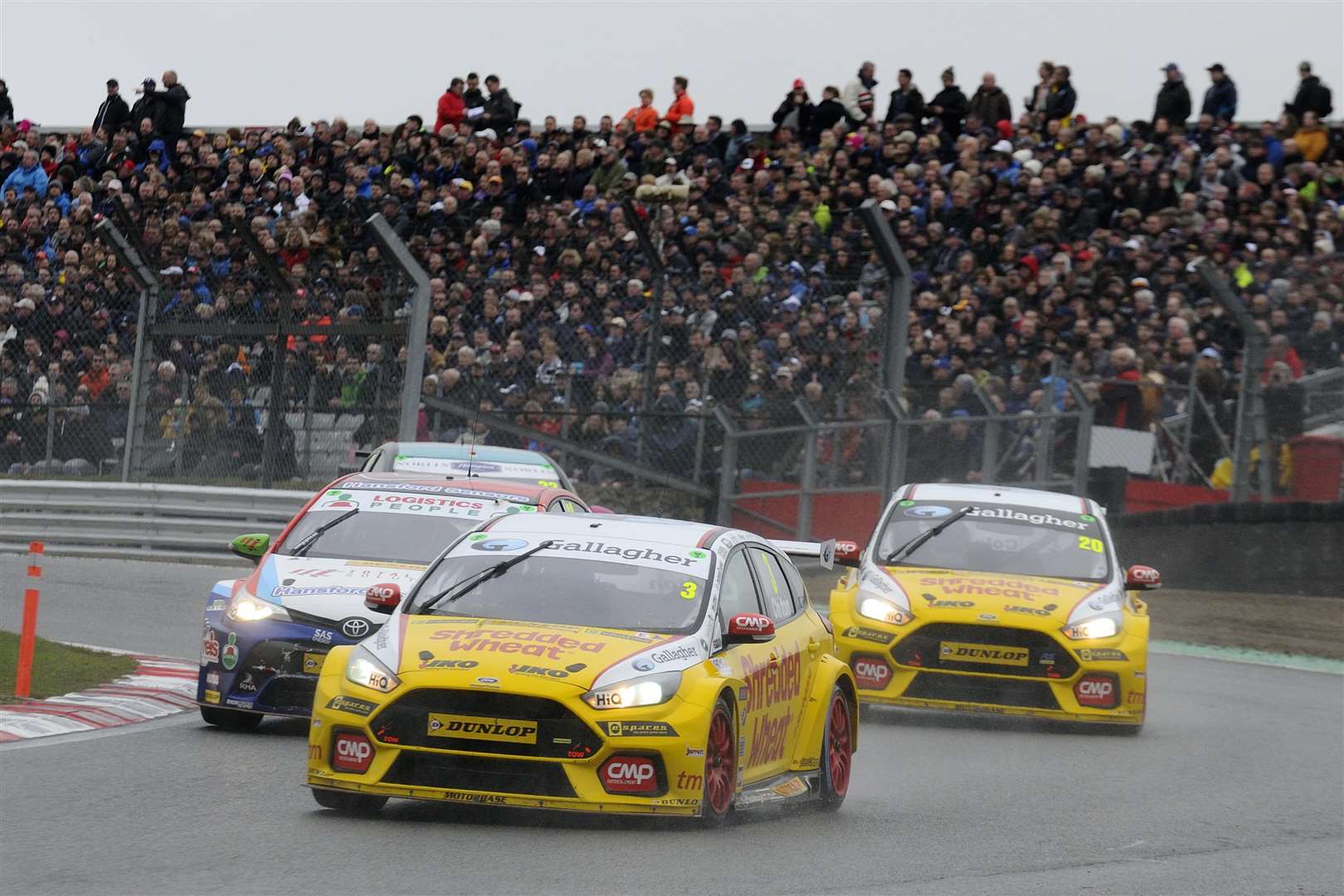 Tom Chilton leading team-mate James Cole in race one. Picture: Simon Hildrew