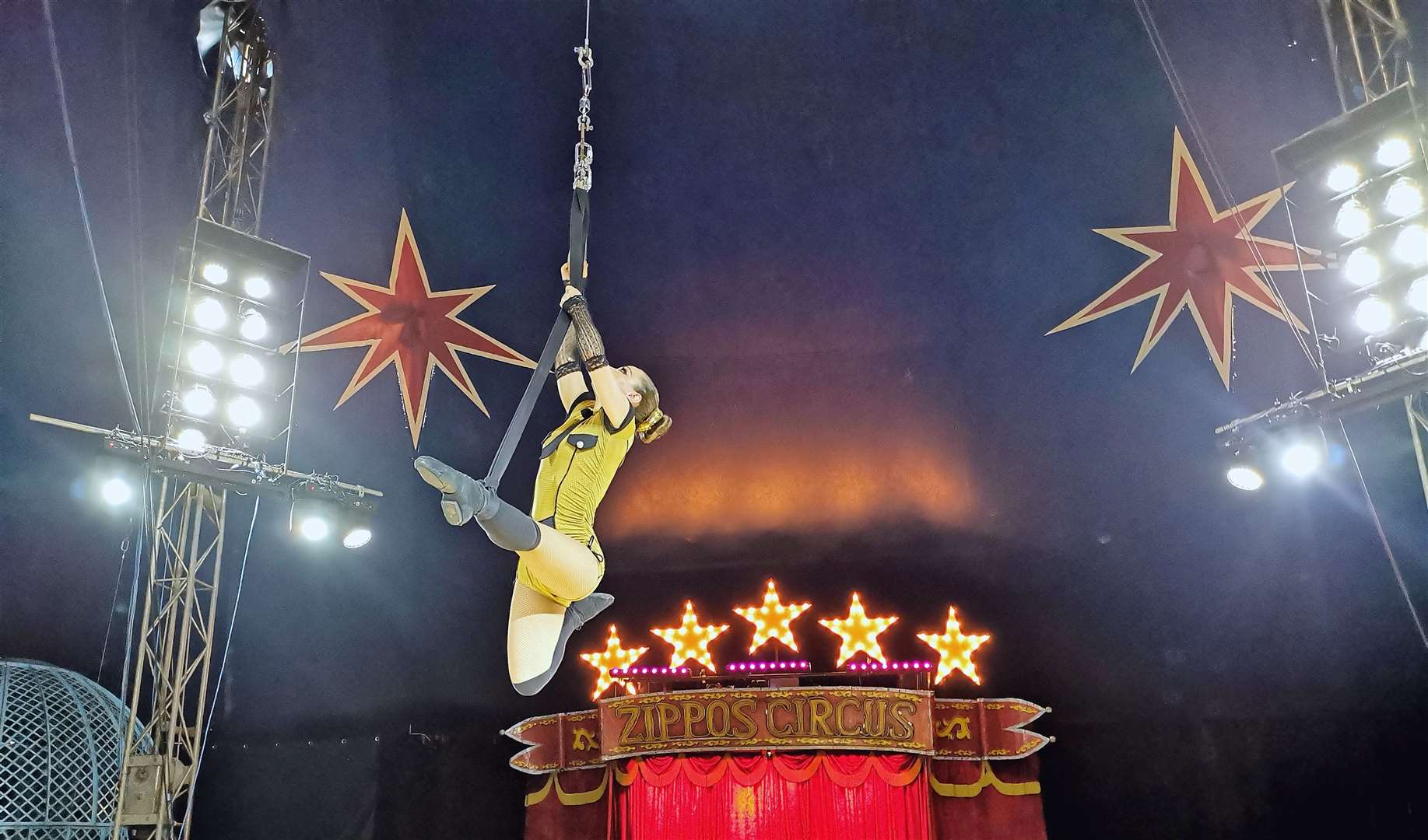 Jackie-Louise performing her aerialist routine