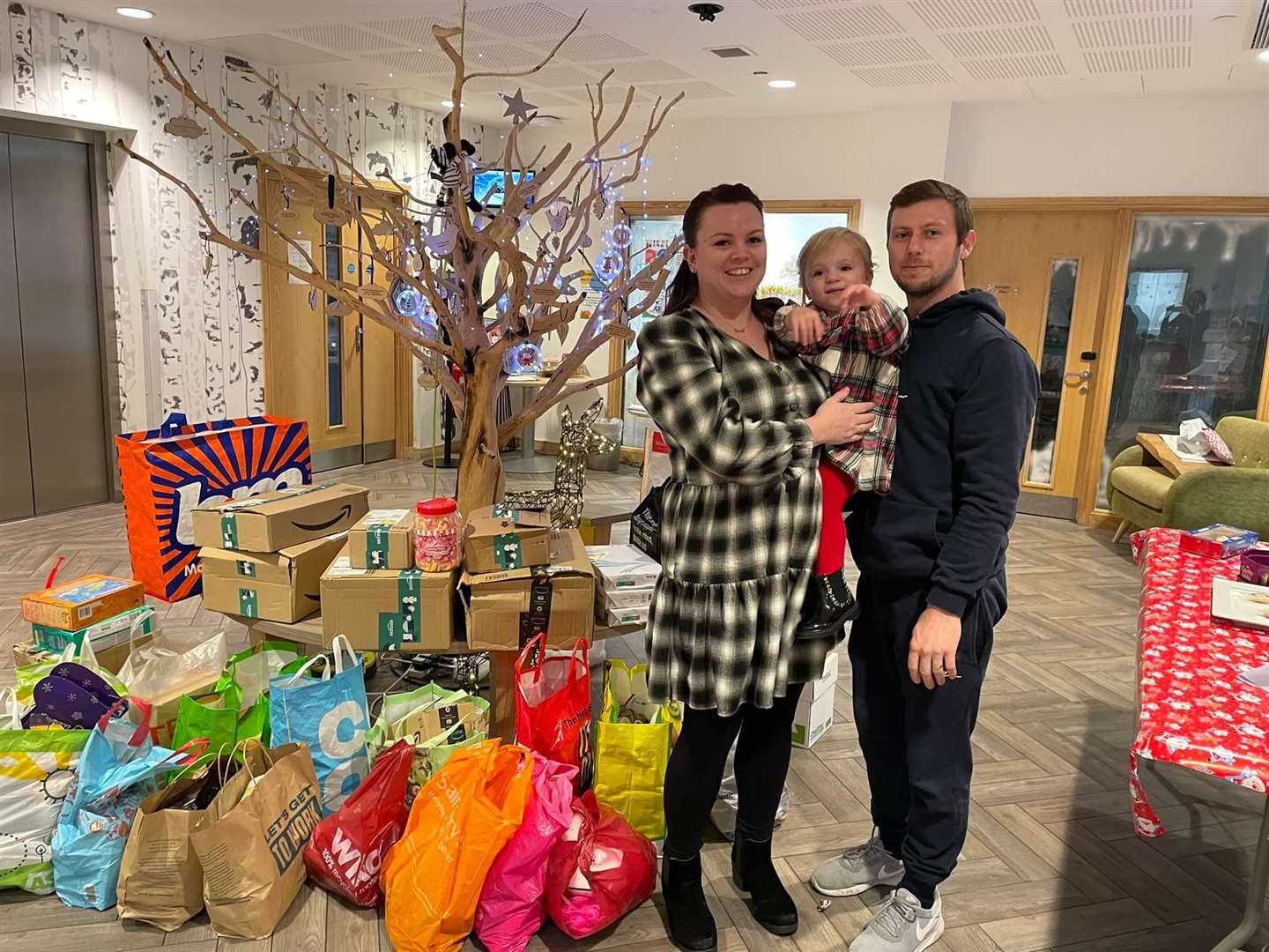 From left: Stephanie, Grace and Luke with the donations. Picture: Stephanie Ashton-Jones