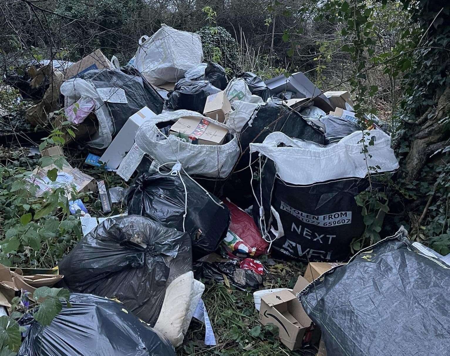 A man was arrested after parcels were found dumped in Beacon Lane, Chatham. Picture: Wayne Coveney